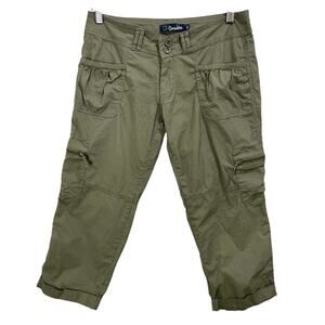Vintage Y2K Low Rise Green Cargo Capris Gasoline Size 28 Utility Pockets
